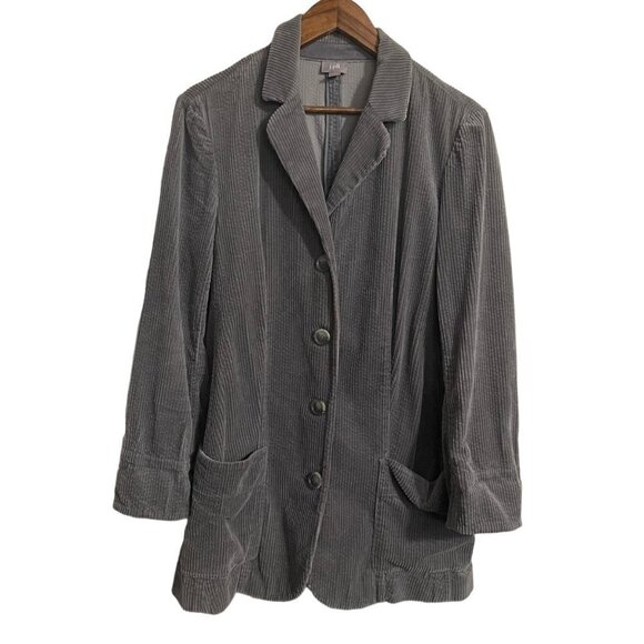J. Jill Womens Gray Corduroy Button Up Pockets Mature Blazer Jacket Size Medium - Picture 6 of 6